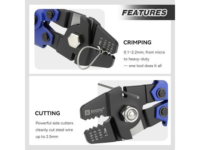 Booms Fishing Crimping Tool Kit: 10.6in Fishing Crimping Pliers with 140pcs Double Barrel Sleeves - Up to 2.2mm Crimper, XW40