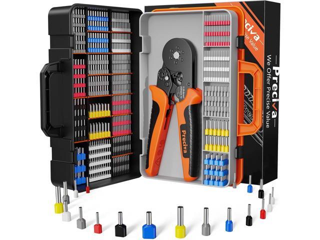 Preciva Ferrule Crimping Tool Kit, Hexagonal Ferrule Crimper AWG23-10/0.25-6mm² with 19 Sizes Wire Connectors, Self-Adjustable Ratchet Wire...