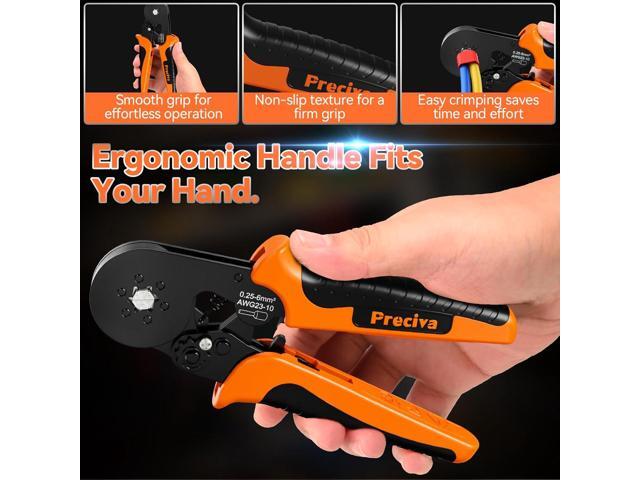 Preciva Ferrule Crimping Tool Kit, Hexagonal Ferrule Crimper AWG23-10/0.25-6mm² with 19 Sizes Wire Connectors, Self-Adjustable Ratchet Wire...