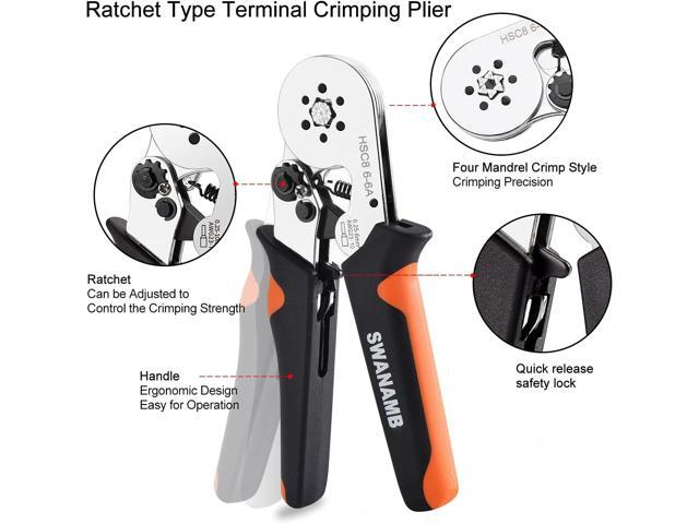 Ferrule Crimping Tool Kit, Self-adjusting Hexagonal Pliers(AWG23-10) Wire Terminals Crimper Kit with 1640pcs End-sleeves Ferrule Terminals Connectors