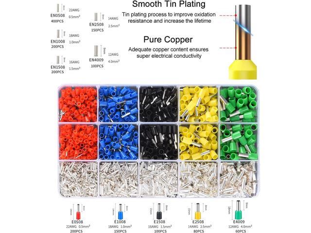 Ferrule Crimping Tool Kit, Self-adjusting Hexagonal Pliers(AWG23-10) Wire Terminals Crimper Kit with 1640pcs End-sleeves Ferrule Terminals Connectors
