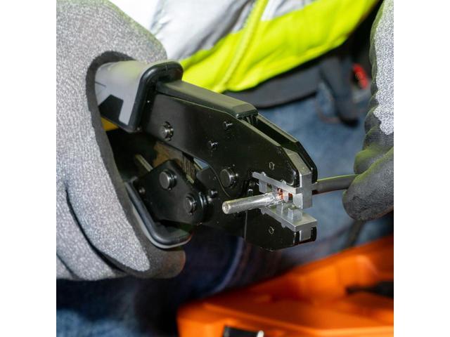 Klein Tools 3010CR MC4 Solar Ratcheting Crimper for 10-14 AWG Stranded Copper Wire PV Connectors