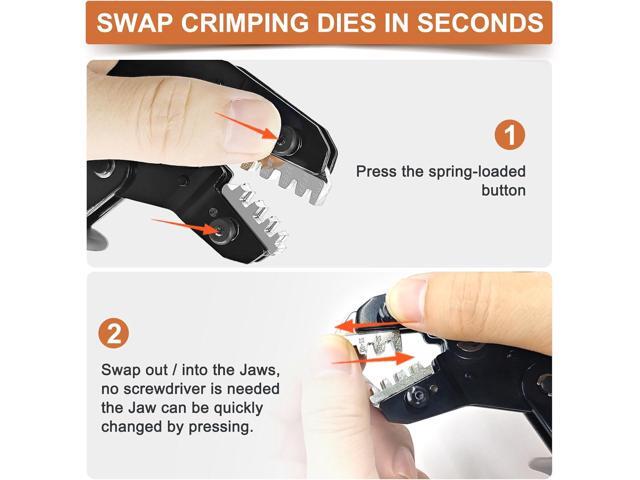 Ratchet Crimping Tool and Wire Stripper Set - 7 in 1 Wire Crimper Tool for Insulated Nylon,Non-Insulated,Ferrule Wire End,Open Barrel...