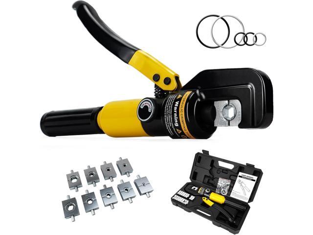 Hydraulic Crimping Tool 10 Tons 12 AWG to 00 (2/0), Battery Cable Crimper Tool with 9 Hexagonal Dies, Hydraulic Wire Crimping Kit for Wire Rope and...