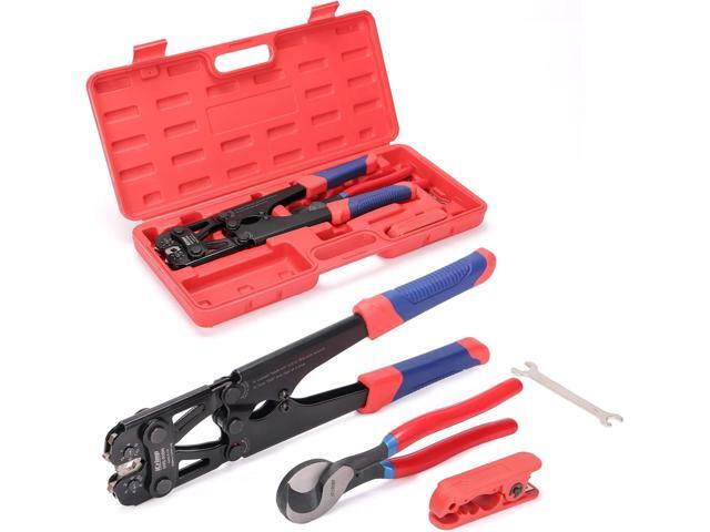 iCrimp Battery Cable Lug Crimping Tool for 8, 6, 4, 2, 1, 1/0 AWG Copper Cable Lugs, with Wire Cutter and Stripper, Battery Terminal Crimper