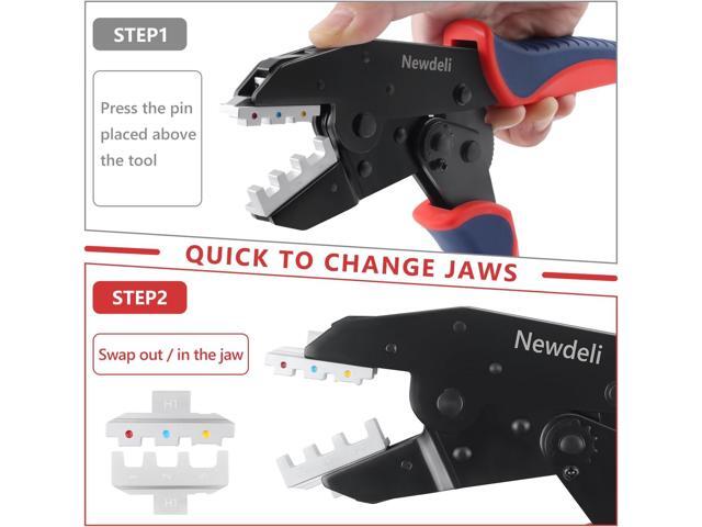 Newdeli Wire Crimping Tool Kit 7PCS Ratchet Wire Crimper Plier for Heat Shrink Connectors Ferrule Connectors Solar Connector Open Barrel Connector...