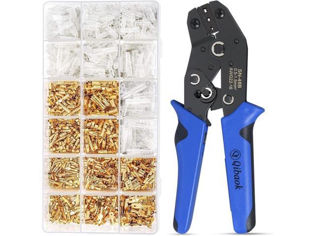Wire Terminal Crimping Tool Kit, Qibaok Ratcheting Wire Crimper AWG 22-16(0.5-1.5mm²) with 500PCS Female Male Spade Connectors & Bullet Connectors...