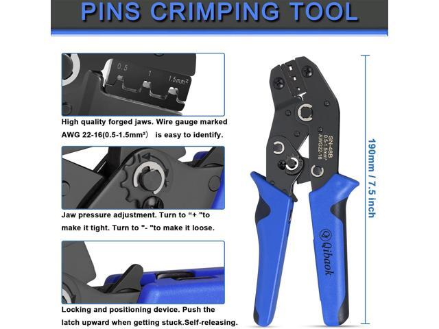 Wire Terminal Crimping Tool Kit, Qibaok Ratcheting Wire Crimper AWG 22-16(0.5-1.5mm²) with 500PCS Female Male Spade Connectors & Bullet Connectors...