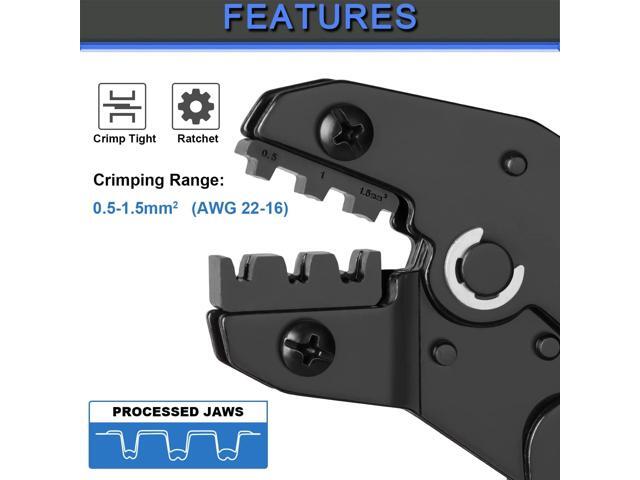 Wire Terminal Crimping Tool Kit, Qibaok Ratcheting Wire Crimper AWG 22-16(0.5-1.5mm²) with 500PCS Female Male Spade Connectors & Bullet Connectors...