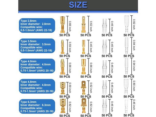 Wire Terminal Crimping Tool Kit, Qibaok Ratcheting Wire Crimper AWG 22-16(0.5-1.5mm²) with 500PCS Female Male Spade Connectors & Bullet Connectors...
