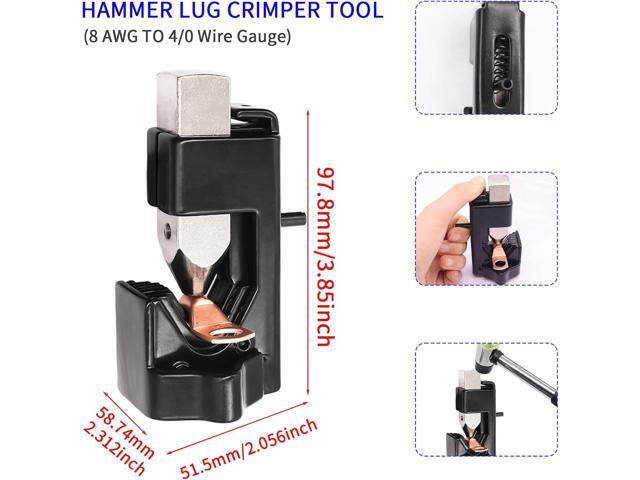 Taiss 160PCS Battery Cable Ends with Hammer Lug Crimper Tool,AWG 2/4/6/8/10/12 Gauge copper lugs assortment,Copper Wire Lugs,Copper Ring Terminals...