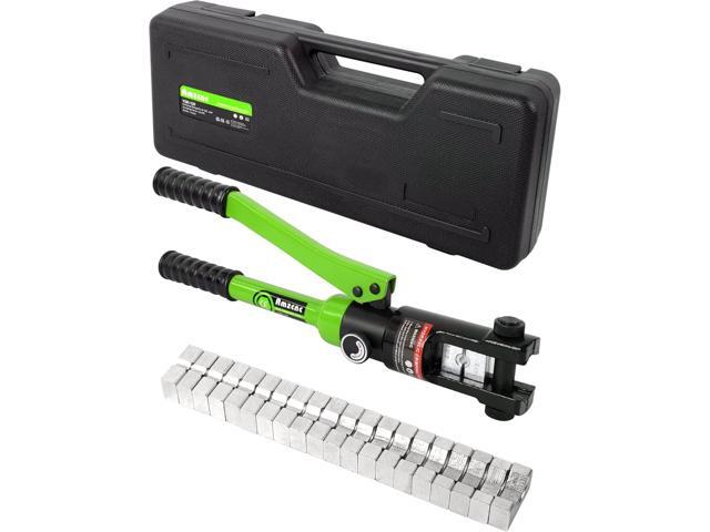 AMZCNC 12 Ton Hydraulic Wire Crimper Battery Cable Lug Terminal Crimping Tool w/Total 10 Die Size Cable Lug Crimping Tools