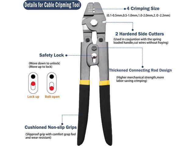 Wire Rope Crimping Tool Kit,165FT Wire Rope Kit,1/16' Stainless Steel Cable with 150PCS Aluminum Crimping Loop Sleeve, 20Pcs Wire Rope Thimble