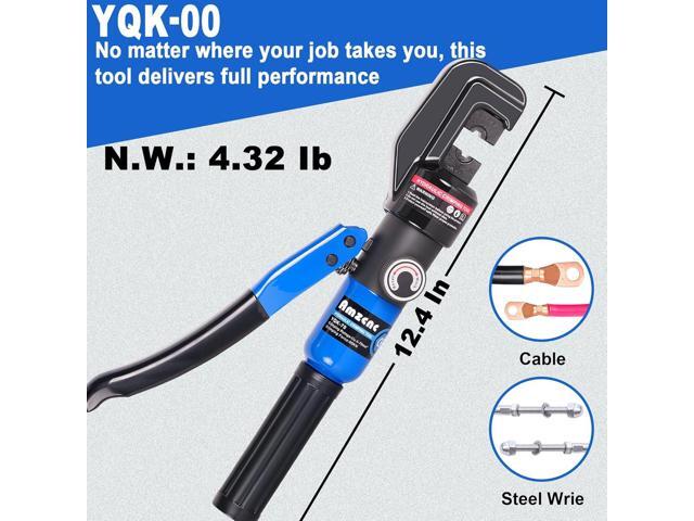 AMZCNC Hydraulic Crimping Tool with 9 American standard cable crimping dies for 12 AWG to 2/0 AWG and 2 Stainless Steel Wire Rope Dies for 1/8' and...