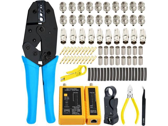 Coaxial Cable Tool Kit - BNC Crimp tool for RG58, RG59, RG62, RG174, 20PCS BNC Male Crimp Connectors for RG58 and 10PCS Female to Female...