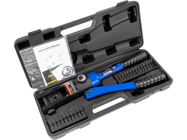 AMZCNC blue 16 Ton Hydraulic Wire Crimper Battery Cable Lug Terminal Crimping Tool WIth Standard US cable Dies,Crimps 6 AWG to 600 MCM, Cable...