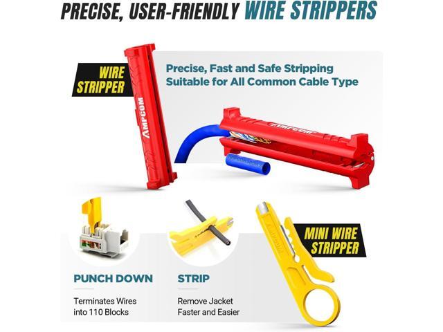AMPCOM Ethernet Crimping Tool Kit 7-in-1 RJ45/RJ11 Network Tool Kit for Cat6/Cat5e/Cat5 RJ45 Connectors with 110 Punch Down Tool Wire Stripper in...