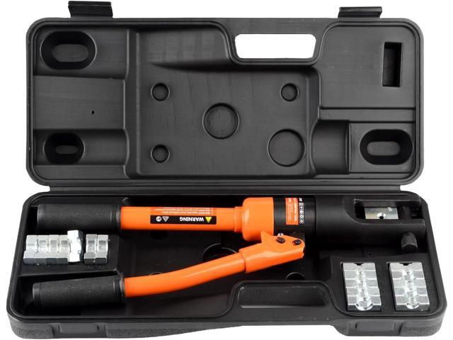 HZLZRZ 12 Tons Hydraulic Crimping Tool, Range 6AWG-4/0AWG(250MCM), Hydraulic Cable Lug Crimper with 8 Pairs of Dies for Hydraulic Wire Battery...