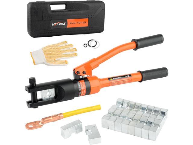 HZLZRZ 12 Tons Hydraulic Crimping Tool, Range 6AWG-4/0AWG(250MCM), Hydraulic Cable Lug Crimper with 8 Pairs of Dies for Hydraulic Wire Battery...
