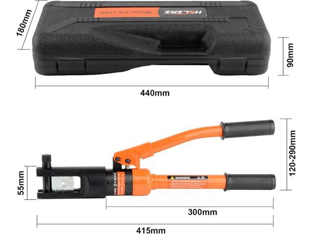 HZLZRZ 12 Tons Hydraulic Crimping Tool, Range 6AWG-4/0AWG(250MCM), Hydraulic Cable Lug Crimper with 8 Pairs of Dies for Hydraulic Wire Battery...