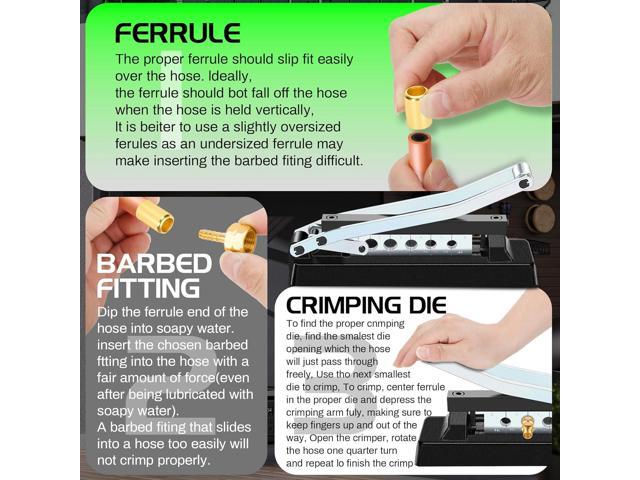 Heavy Duty Standard Hose Crimper, Hose Crimping Tool, with Ferrules (50PK) 0.593 Inch ID x 1 Inch & 0.656 Inch ID x 1 Inch for 1/4, 5/16, 3/8 Inch...
