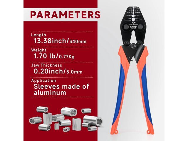 iCrimp Wire Rope Crimping Tool with Built-in Cutter for Cable Railing, Hand Swaging Tool for 1/32~1/8-inch Aluminum Oval Sleeves,Double Barrel...