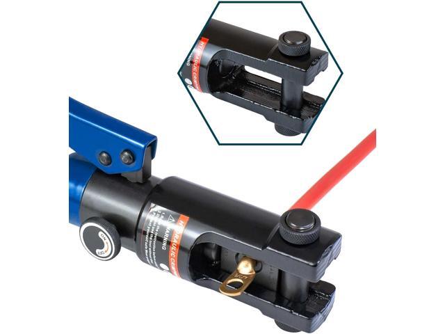AMZCNC 12 Ton Hydraulic Crimping Tool with 9 Standard American Dies, Crimps 8AWG to 4/0 AWG, Hardened Steel Construction with Oxidized Surface for...