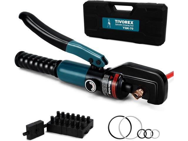 Hydraulic Crimping Tool Kit-10 Tons 12 AWG to 2/0 AWG for Wire Battery Cable Lug, Terminal Crimper Tool with 9 Die Sets, 1/8 Wire Rope Crimping Tool