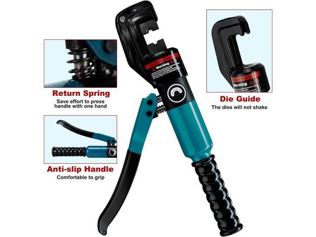 Hydraulic Crimping Tool Kit-10 Tons 12 AWG to 2/0 AWG for Wire Battery Cable Lug, Terminal Crimper Tool with 9 Die Sets, 1/8 Wire Rope Crimping Tool