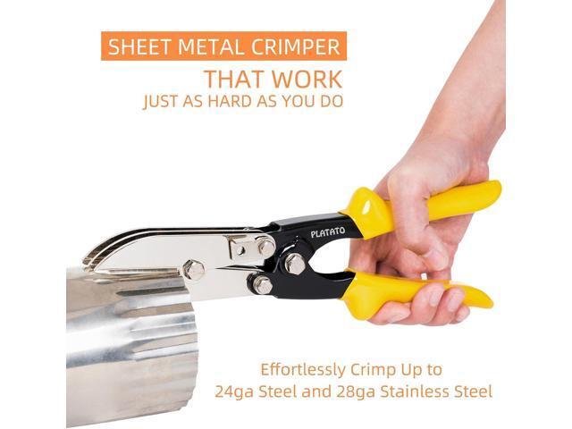 5 Blades Sheet Metal Tools HVAC Tool Duct Crimping Tool Gutter Crimper for 24-28 Gauge Stainless Steel, Crimper for Downspout, Stove Pipe, Ductwork...