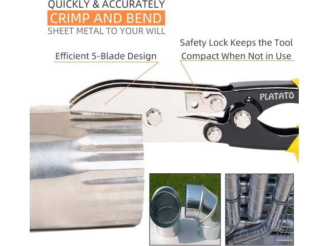 5 Blades Sheet Metal Tools HVAC Tool Duct Crimping Tool Gutter Crimper for 24-28 Gauge Stainless Steel, Crimper for Downspout, Stove Pipe, Ductwork...