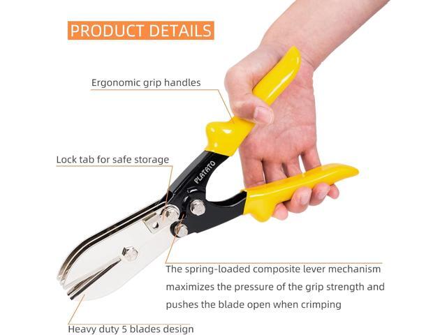 5 Blades Sheet Metal Tools HVAC Tool Duct Crimping Tool Gutter Crimper for 24-28 Gauge Stainless Steel, Crimper for Downspout, Stove Pipe, Ductwork...