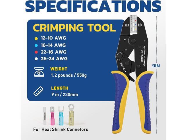 haisstronica Crimping Tool For Heat Shrink Connectors-AWG 26-10 Ratchet Wire Terminal Crimper-Ratcheting Crimper Tools-Available For Insulated...