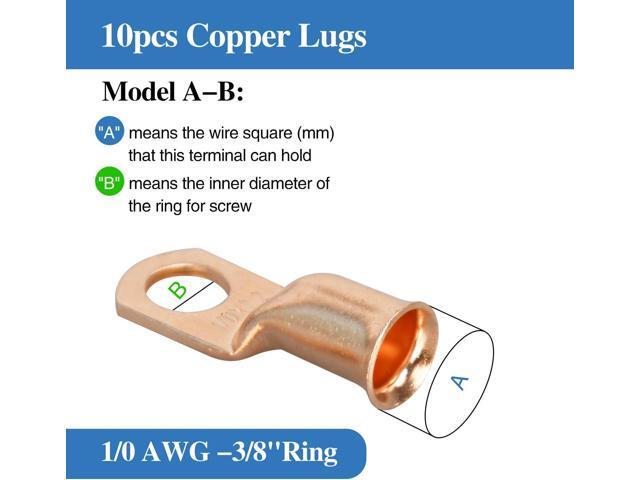 Cable Lug Crimping Tool Set, with 10pcs 1/0 AWG-3/8 Battery Lugs and 10pcs 3:1 Heat Shrink Tubing