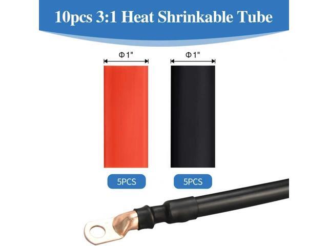 Cable Lug Crimping Tool Set, with 10pcs 1/0 AWG-3/8 Battery Lugs and 10pcs 3:1 Heat Shrink Tubing
