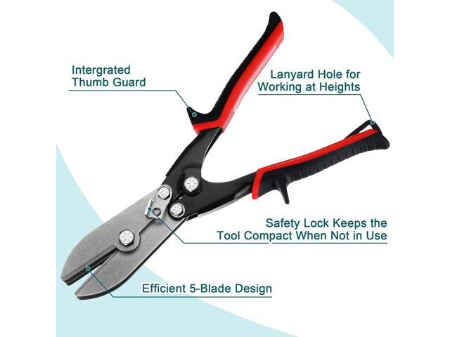 5 Blade Hand Crimper Sheet Metal Tools, HVAC Tool for 24-28 Gauge Duct Work Downspout and Stove Pipe, Sheet Metal Crimper Gutter End Cap Duct...
