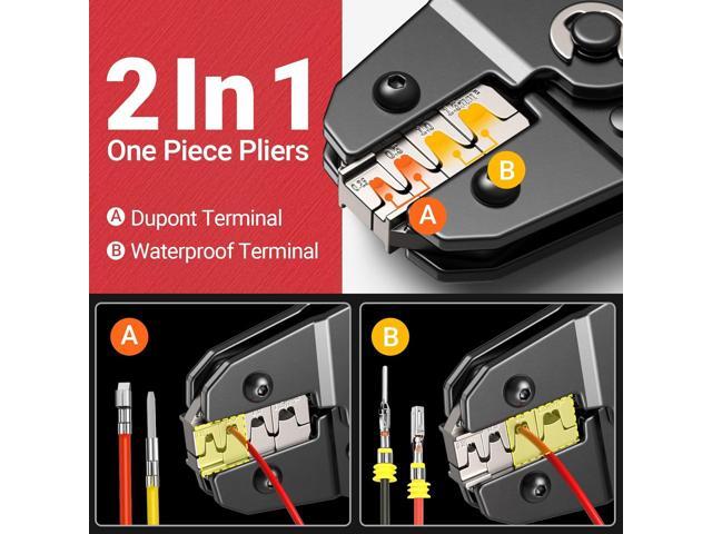 Ratcheting Wire Crimping Tool for AWG 24-16 Open Barrel Terminals Professional Crimper Tool for JST, DuPont, AMP, Deutsch & Delphi Connectors