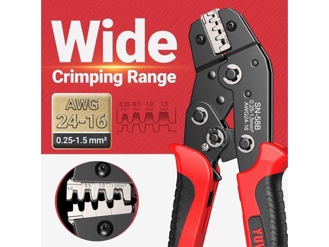Ratcheting Wire Crimping Tool for AWG 24-16 Open Barrel Terminals Professional Crimper Tool for JST, DuPont, AMP, Deutsch & Delphi Connectors