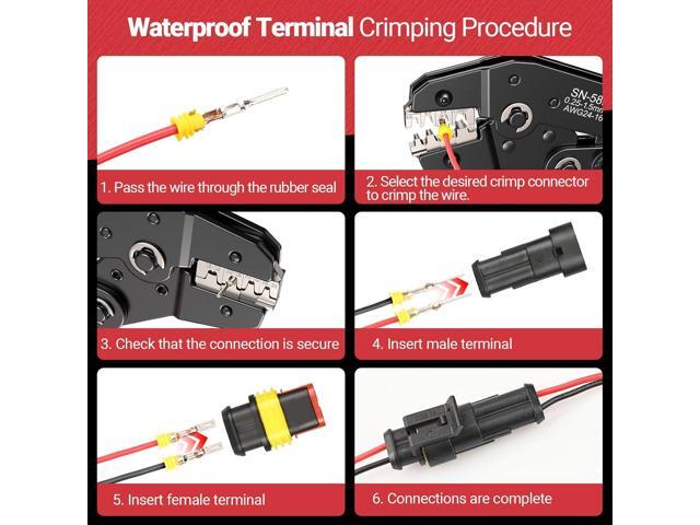 Ratcheting Wire Crimping Tool for AWG 24-16 Open Barrel Terminals Professional Crimper Tool for JST, DuPont, AMP, Deutsch & Delphi Connectors