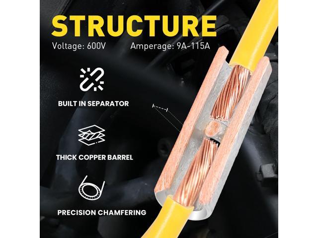 haisstronica 100PCS Non Insulated Butt Connectors Kit with Heat Shrink Tubing, AWG 8 Tinned Copper Seamless Butt Splice Terminals and 3:1 Shrink...