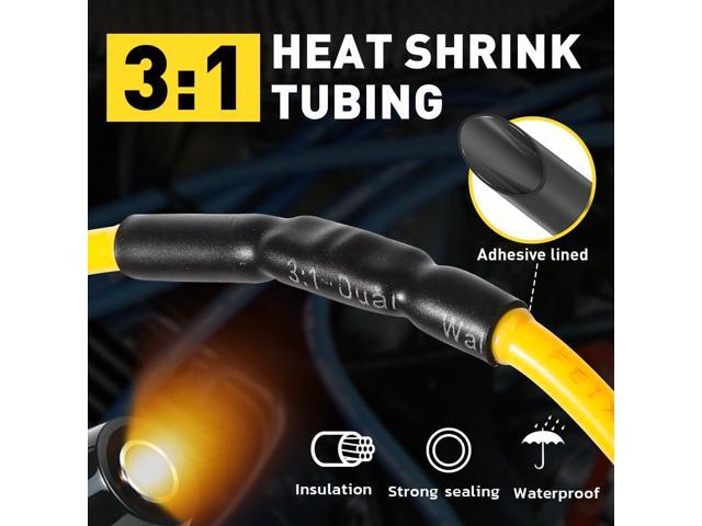 haisstronica 100PCS Non Insulated Butt Connectors Kit with Heat Shrink Tubing, AWG 8 Tinned Copper Seamless Butt Splice Terminals and 3:1 Shrink...