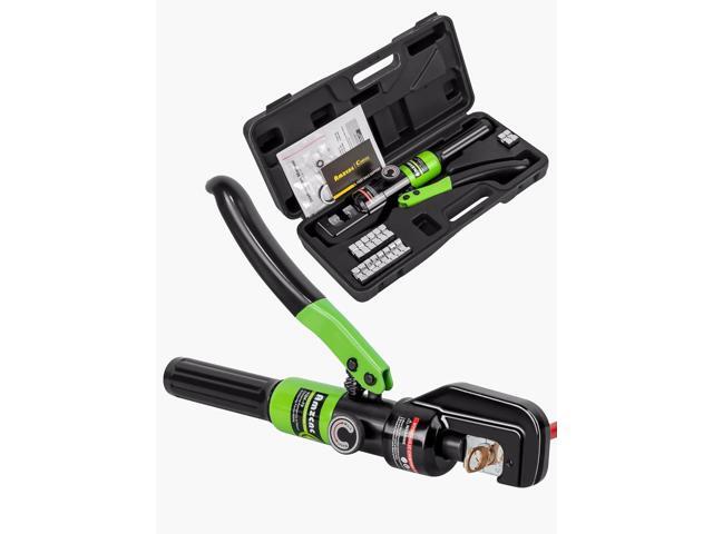 AMZCNC 10 Tons Hydraulic Wire Battery Cable Lug Terminal Crimper Crimping Tool With 9 Pairs of Dies,1/8 Wire Rope Crimping Tool