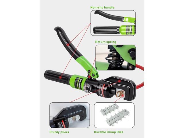 AMZCNC 10 Tons Hydraulic Wire Battery Cable Lug Terminal Crimper Crimping Tool With 9 Pairs of Dies,1/8 Wire Rope Crimping Tool