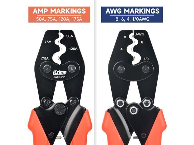 iCrimp IWS-50AP Battery Cable Crimping Tool for Power 50A & 75A Connectors, Anderson SB50 SB120 SB175 Connectors, AWG 8-1/0 Battery Cable Lugs