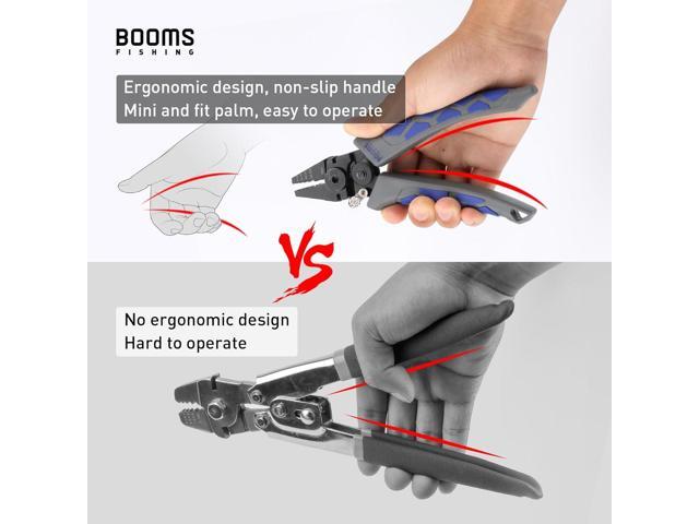 Booms Fishing CP4 Wire Crimping Tool with Cutter, Effort-Saving Fishing Crimping Pliers, High Carbon Steel Fishing Plier Wire Rope Leader Crimper...