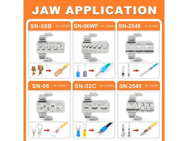 Knoweasy 6-in-1 Ratcheting Crimping Tool Set with Quick-Change 6 Dies (40Cr), Multifunction Wire Crimper for Dupont, Ferrule, Open Barrel, Heat...