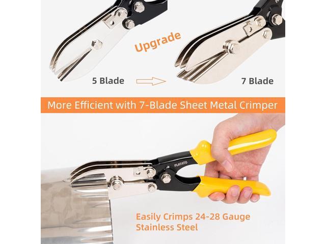 7-Blade Duct Crimping Tool Sheet Metal Crimper for 24-28 Gauge Duct Work Gutter Downspout and Stove Pipe HVAC Tools Upgraded Version