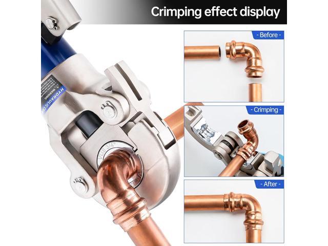 IBOSAD Copper Tube Fittings Hydraulic Pipe Crimping Tool with 1/2',3/4' and 1' Jaw Copper Pipe Press Crimper Pressing Pliers, with Pipe Cutter