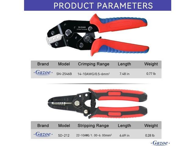 Solar PV Panel Crimping Tool Kit with Crimper Stripper and 10 Pairs Solar Connectors and 1Pair Solar Connector Spanner Wrench, Solar Crimper Tool...
