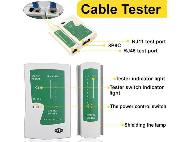 Pass Through RJ45 Crimp Tool Kit All-in-One Ethernet Crimper Network tool kit for RJ45 RJ11-12 Cat5 Cat6 Cat7,Crimping tool with Cable tester wire...